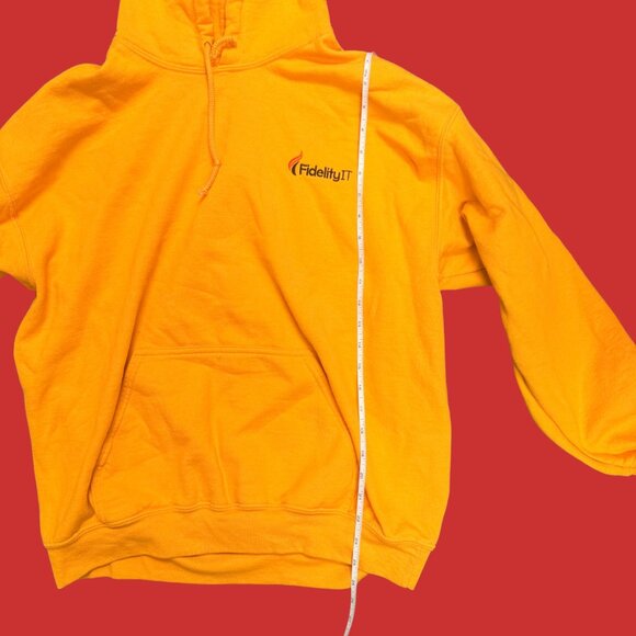 🔥 Vintage Fidelity IT Yellow Gildan Heavy Blend Hoodie (Unisex L) - Picture 6 of 9